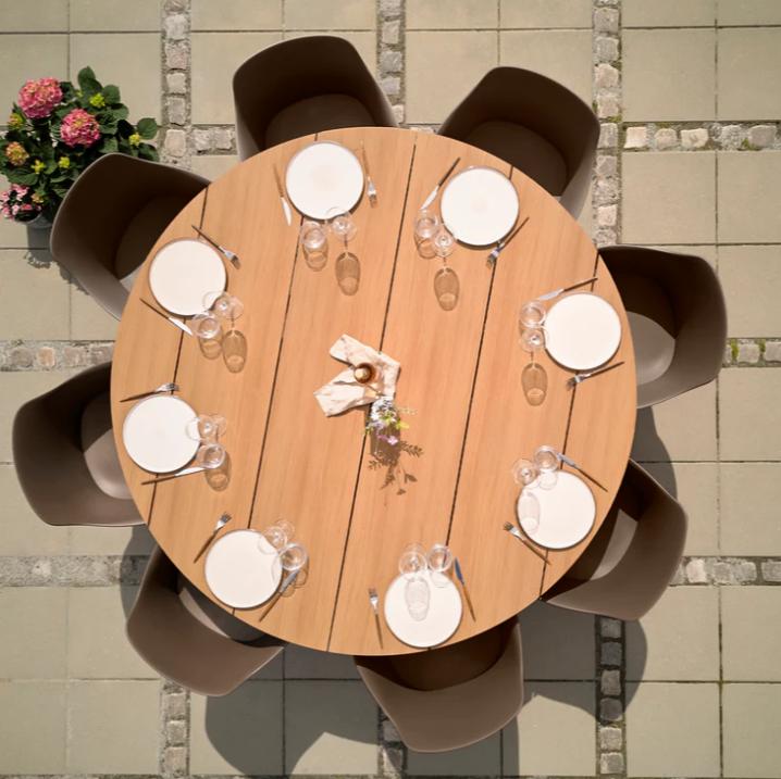 Tuintafel rond polywood Ø 178 cm, Ophalen, Zo goed als nieuw, Rond, Kunststof