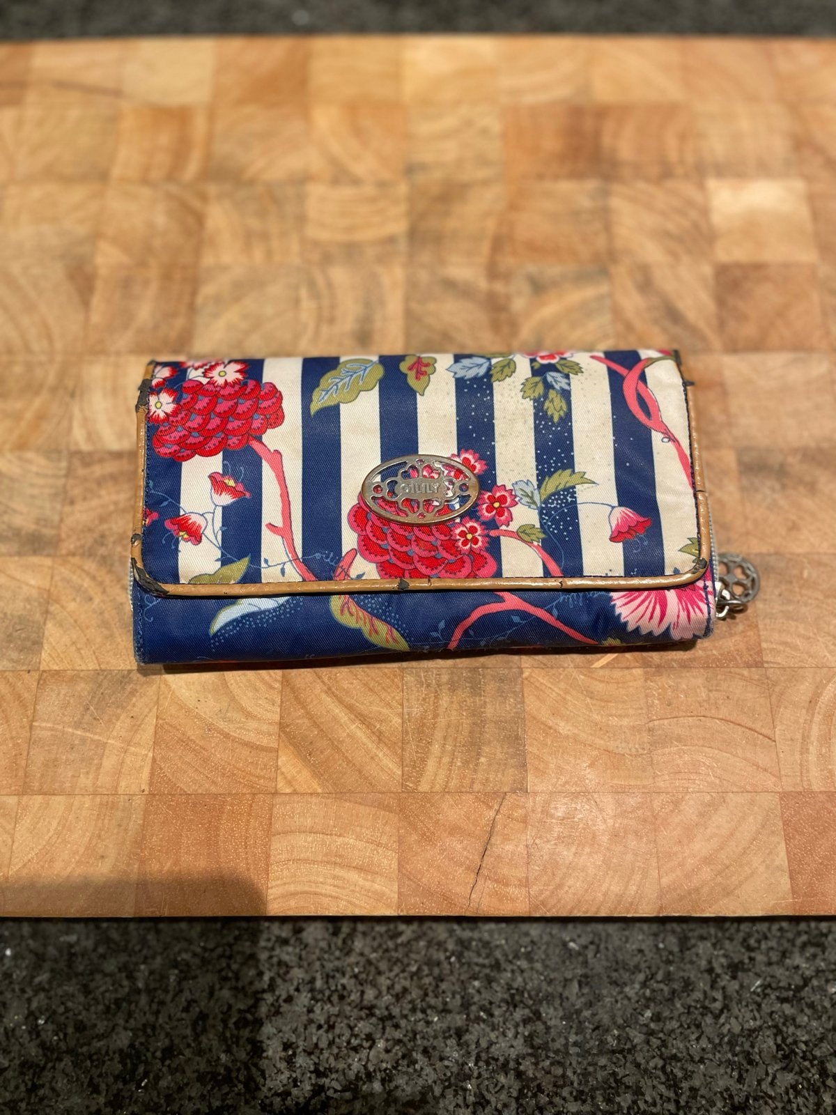 Oilily portemonnee met bloemenprint, Ophalen of Verzenden, Gebruikt, Blauw, Oilily