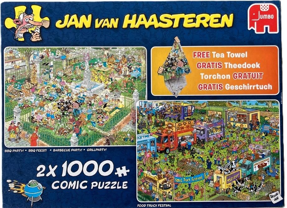 PUZZEL J. VAN HAASTEREN BBQ-FEEST+FOOD TRUCK FESTIVAL 2X1000, Ophalen of Verzenden, 500 t/m 1500 stukjes, Zo goed als nieuw, Legpuzzel
