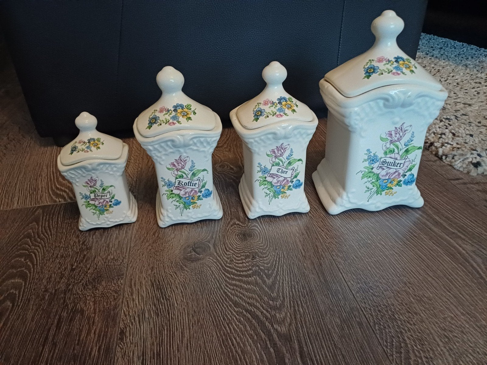 Set van 4 Handwerk Delft voorraadpotten, Antiek en Kunst, Ophalen of Verzenden