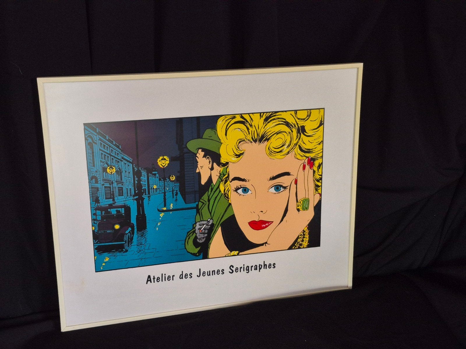 Vintage Popart zeefdruk atelier des jeunes serigraphes 1993, Zeefdruk, Ingelijst, Ophalen, Personages en Fantasiefiguren