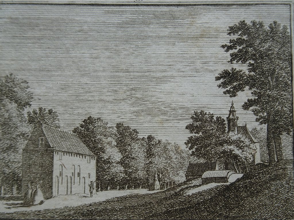 Gravure Kruithuis kerk Enkhuizen 1729 Hendrik Spilman, Verzenden, Stadsgezicht, Gravure, Origineel