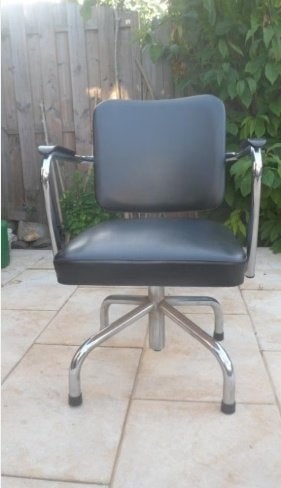 Vintage stoel fauteuil bureaustoel chroom zwart bakeliet, Antiek en Kunst, Ophalen