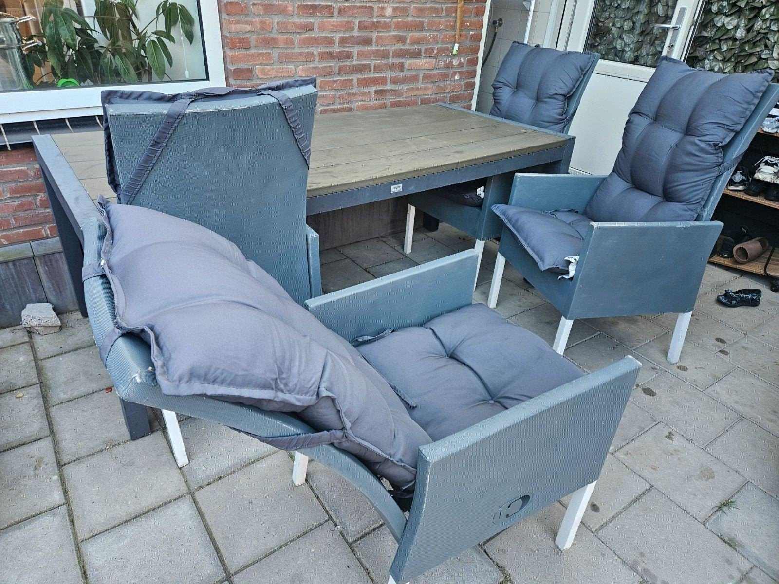 Tuinset met 4 stoelen en tafel - Bois Le Duc, Tuin en Terras, Ophalen of Verzenden
