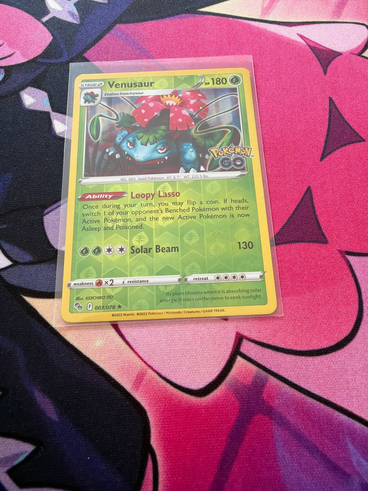 Venusaur PGO 003/078 Reverse Holo Pokémon Kaart, Ophalen of Verzenden, Zo goed als nieuw, Losse kaart, Foil