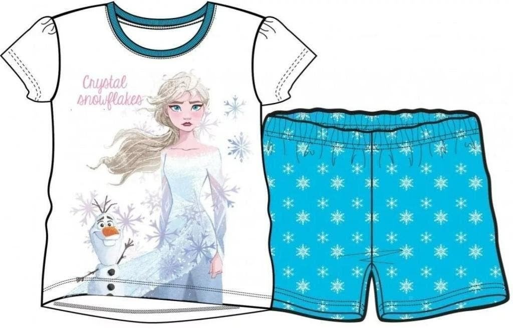 Disney Frozen Shortama Wit/Blauw - Maat 116 - 128 - Katoen, Nacht- of Onderkleding, Disney Frozen, Meisje, Nieuw