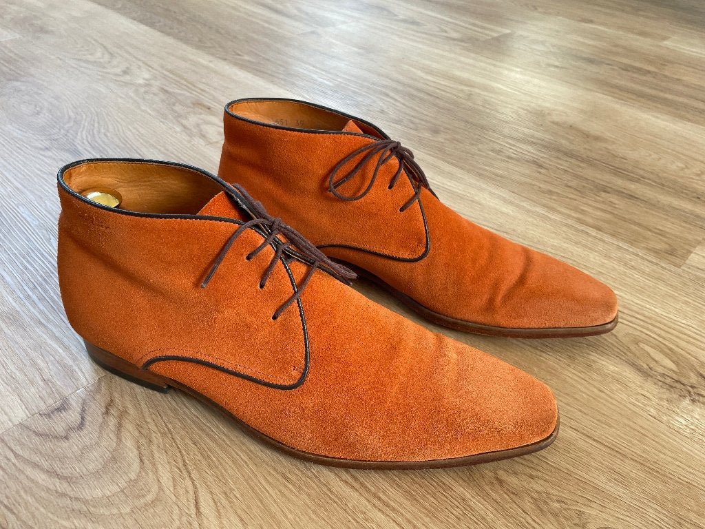 Oranje suède herenschoenen van Van Lier, Ophalen, Overige kleuren, Van Lier, Zo goed als nieuw