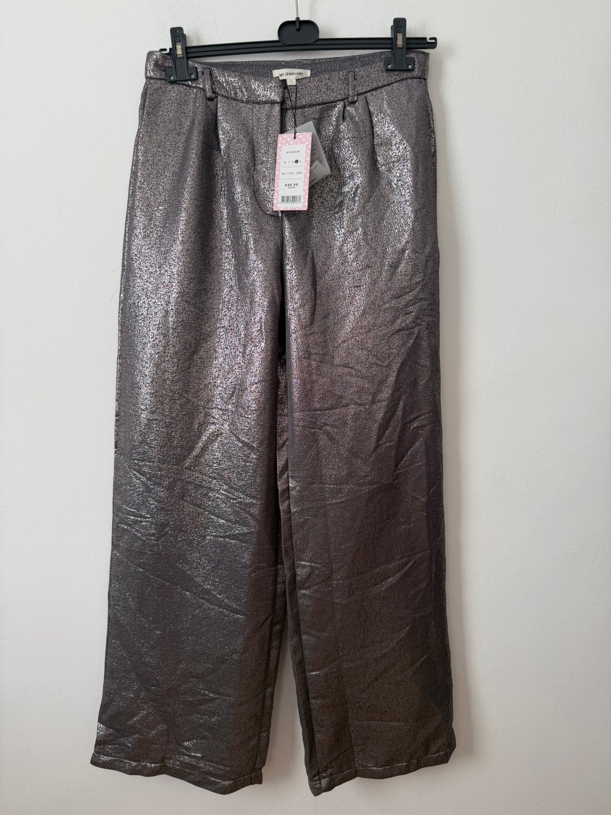 Nieuw! My Jewellery zilver grijze pantalon - L, Kleding | Dames, Broeken en Pantalons, Ophalen of Verzenden, Nieuw, Zilver, Lang
