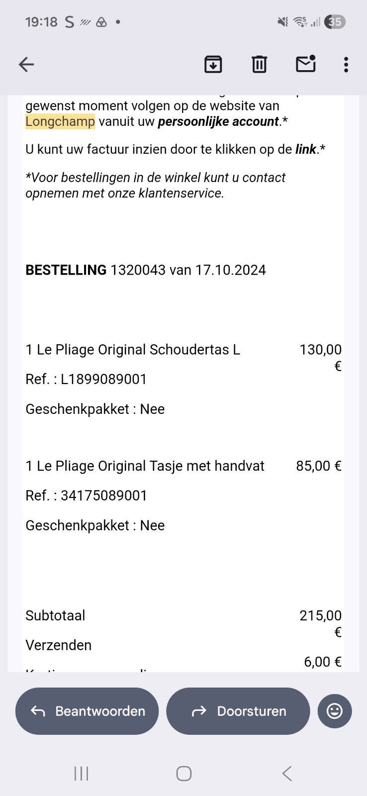 Longchamp Le Pliage Original Tasje met handvat, Ophalen of Verzenden, Zo goed als nieuw, Zwart, Handtas