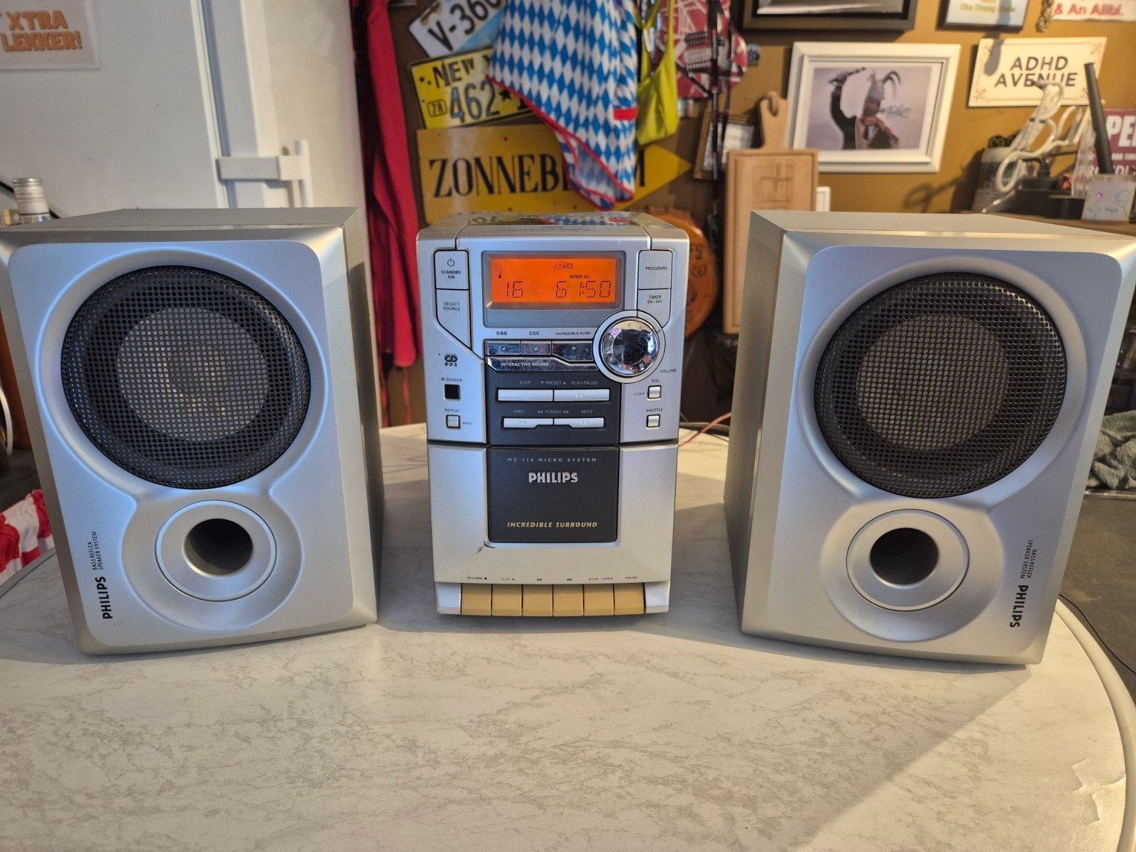 Philips MC-110/22 Micro Systeem met CD, Cassette en Radio, Ophalen, Gebruikt, Cassettedeck, Philips