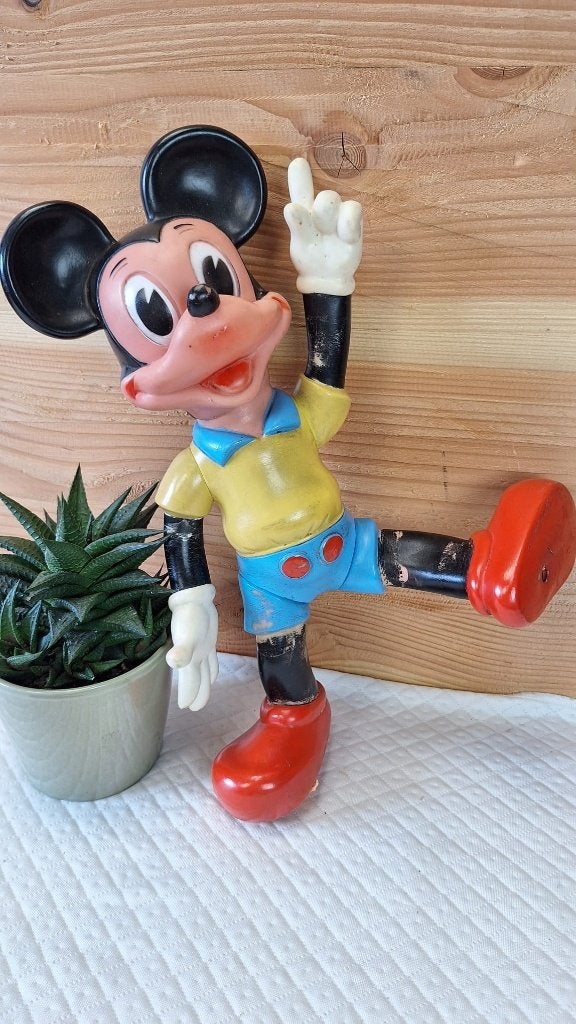 Vintage Mickey Mouse: Walt Disney, Ledra Plastic, Italy, Verzamelen, Ophalen of Verzenden, Mickey Mouse, Gebruikt, Beeldje of Figuurtje