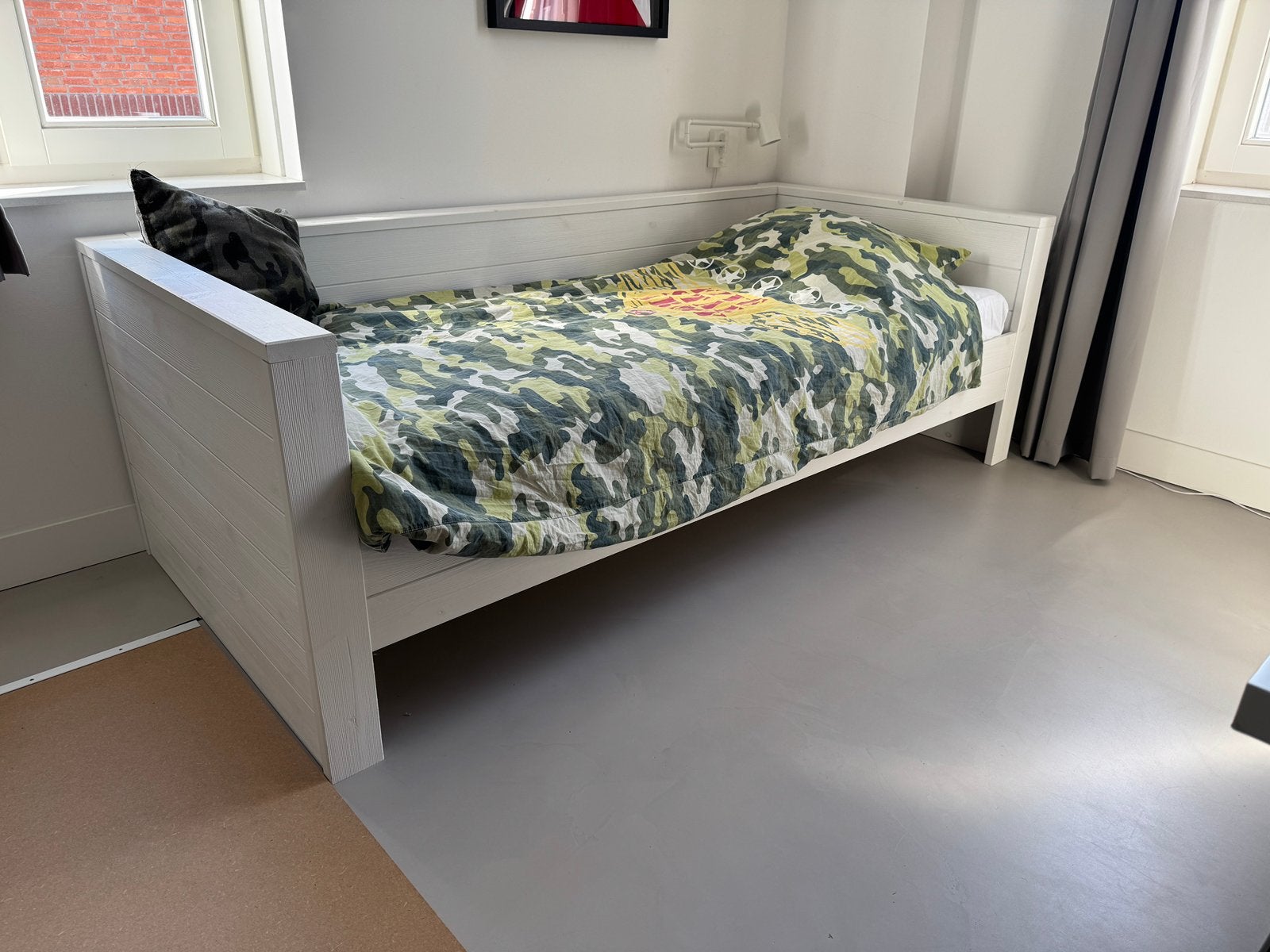 Bed Woood Dennis wit matrasmaat 90x200, Ophalen, 90 cm, Eenpersoons, Wit