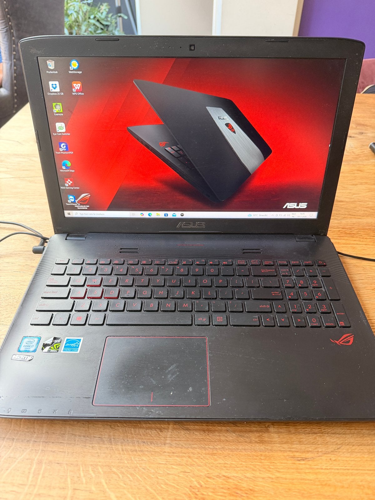 Asus Gaming Laptop, i7, 8GB RAM, GTX 960M, SSD + 1TB, Gebruikt, 2 tot 3 Ghz, 8 GB, Ophalen of Verzenden