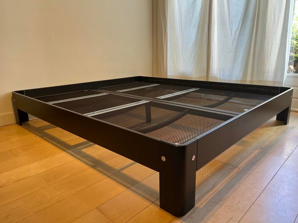 Auping auronde bed 180 x 210 cm antraciet, vlakke spiralen, Huis en Inrichting, Ophalen, 210 cm, Tweepersoons, Zo goed als nieuw