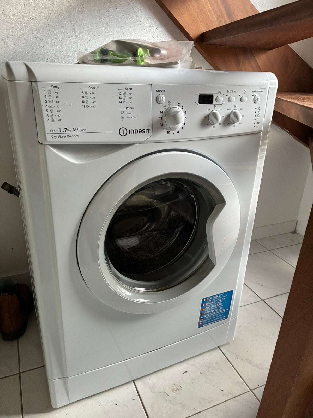 Indesit wasmachine, Witgoed en Apparatuur, Ophalen, Gebruikt, Voorlader, Energieklasse A of zuiniger