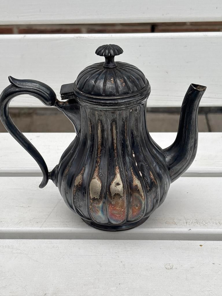 Antieke verzilverde theepot, 1965, Antiek en Kunst, Ophalen of Verzenden, Zilver