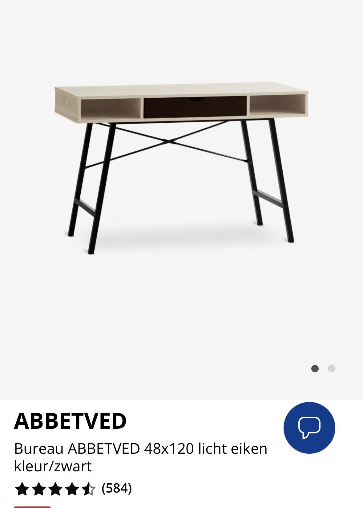 Bureau anbbetvet Jysk. Gebruikt maar nog heel goed. 48x120cm, Gebruikt, 120 cm, Jysk, Overige materialen