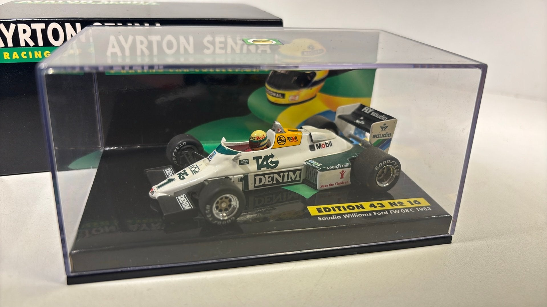 F1 saudia williams ford fw08 c 1993 ayrton senna minichamps, Hobby en Vrije tijd, Modelauto's | 1:43, Auto, Ophalen of Verzenden