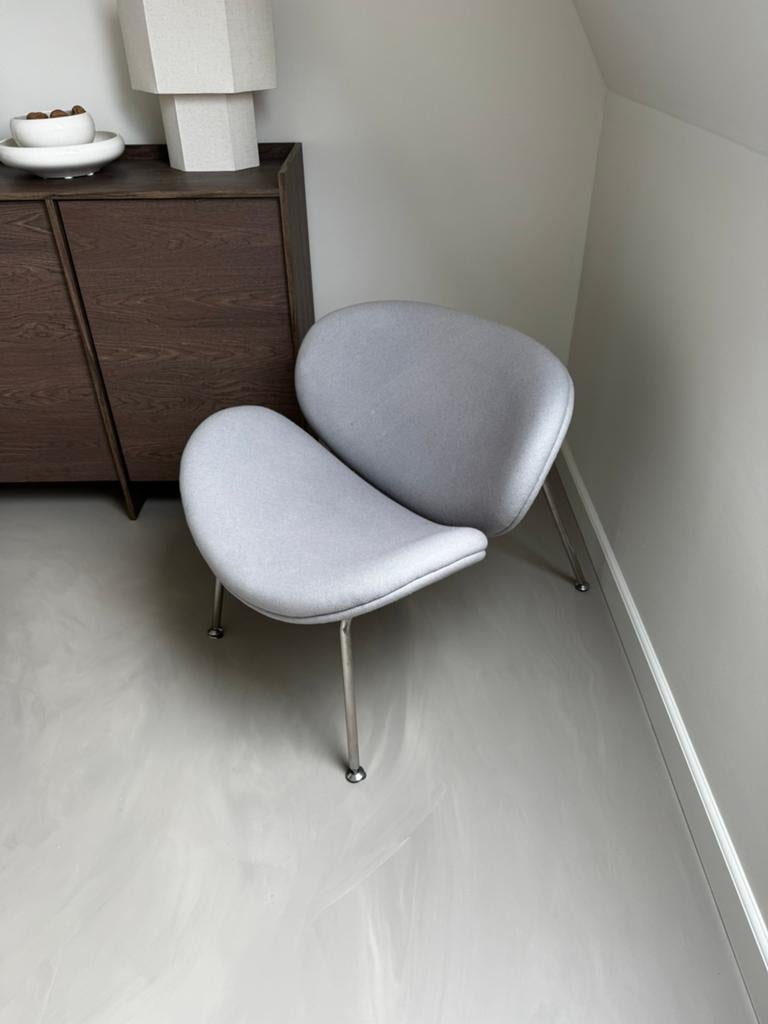 Orange Slice Fauteuil (Replica) – Grijs wol & Chroom -ZGAN, Ophalen, 75 tot 100 cm, Zo goed als nieuw, Stof