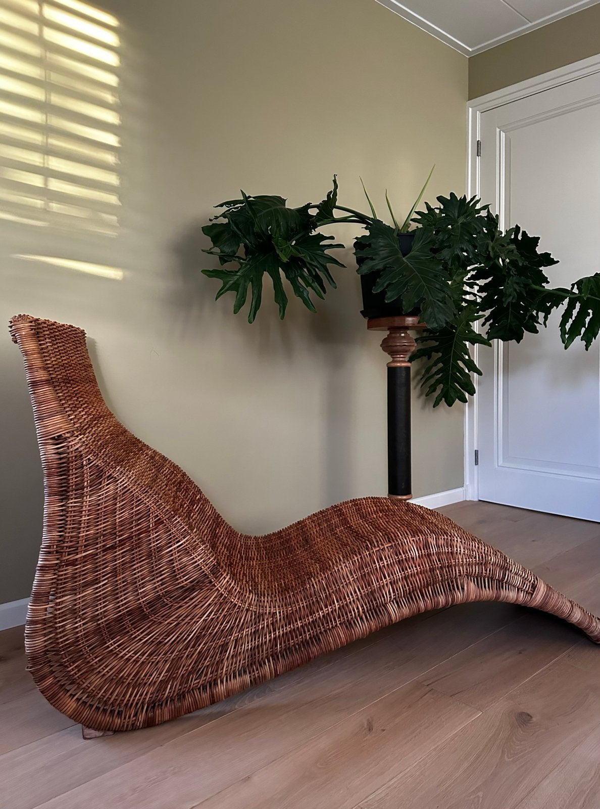 Vintage Ikea lounge chair Karlskrona van Karl Malvall, Huis en Inrichting, Ophalen, Gebruikt, Bruin, Riet of Rotan