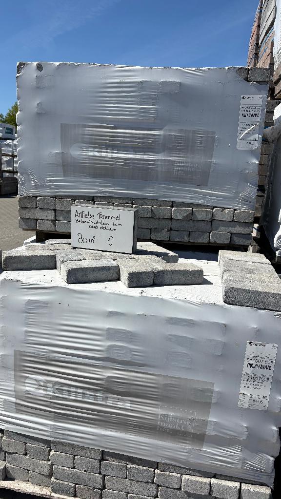 Antieke trommel betonstraatsteen 6 cm oud Dokkum 30m2, Overige typen, Nieuw, Ophalen of Verzenden, 10 m² of meer