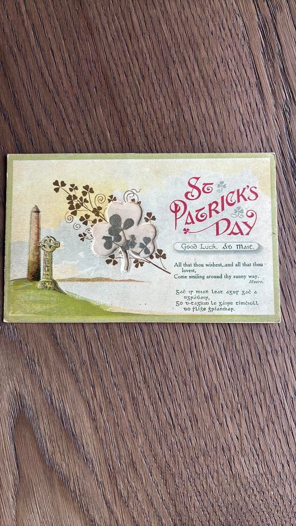 St.Patricks day. Met gedroogde  klaver 3., Ophalen of Verzenden, Voor 1920, Ongelopen, Sterren en Beroemdheden
