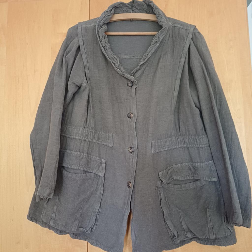 Stijlvol bruin linnen Jasje - Comfortabel en Veelzijdig, Maat 42/44 (L), Ophalen of Verzenden, Zo goed als nieuw, Jasje