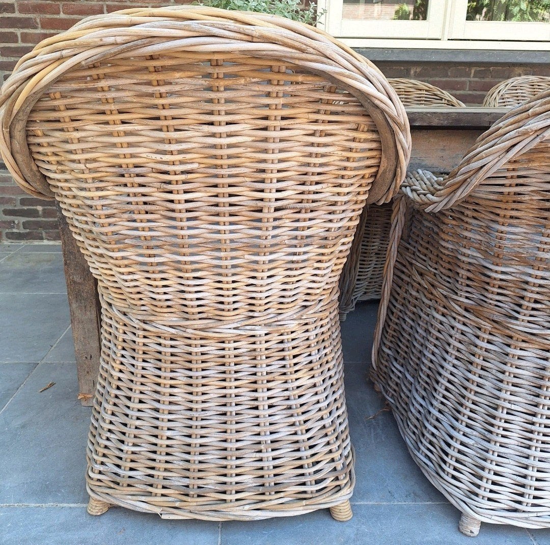 Foto 5 van Rotan stoelen met kussen, 6 stuks