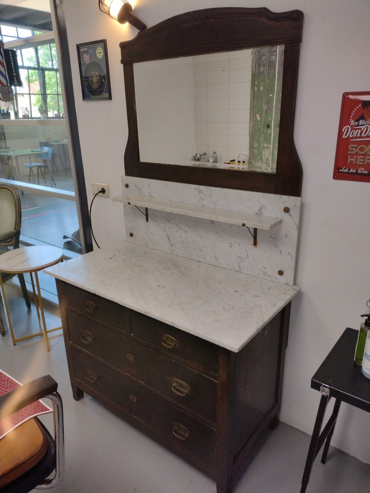 Vintage kast met spiegel, Ophalen, Gebruikt, 50 tot 100 cm, 150 tot 200 cm