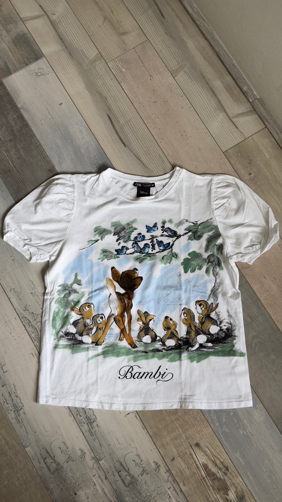 Zara Bambi Disney t shirt maat S, Wit, Ophalen of Verzenden, Zo goed als nieuw, Korte mouw
