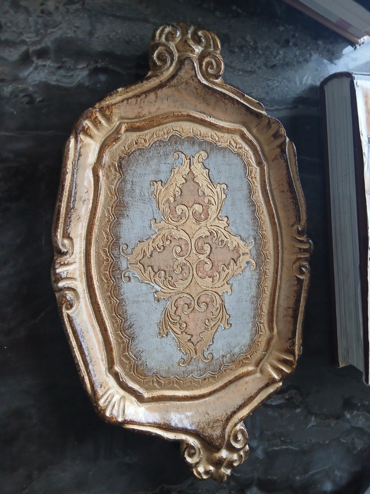 Decoratieve Barok Stijl Dienblad - Goud & Grijs, Verzenden
