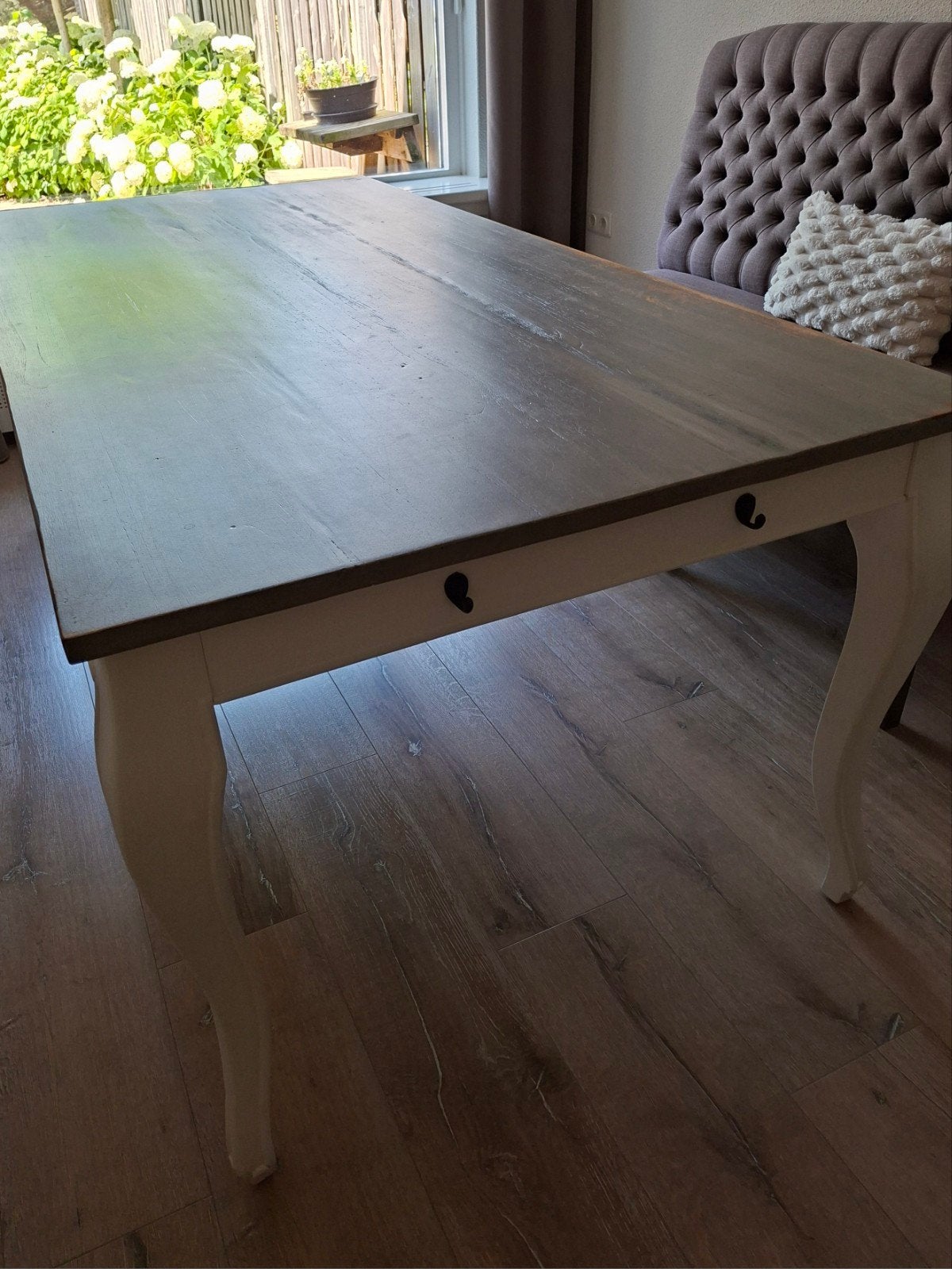 Landelijke eetkamertafel, RAL 9010, 100x200 cm, Gebruikt, Vijf personen of meer, 150 tot 200 cm, Landelijke