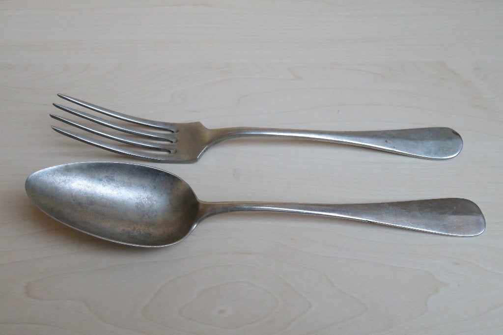 Antiek bestek: lepel en vork (Wellner en Dixon), Ophalen of Verzenden, Huis en Inrichting