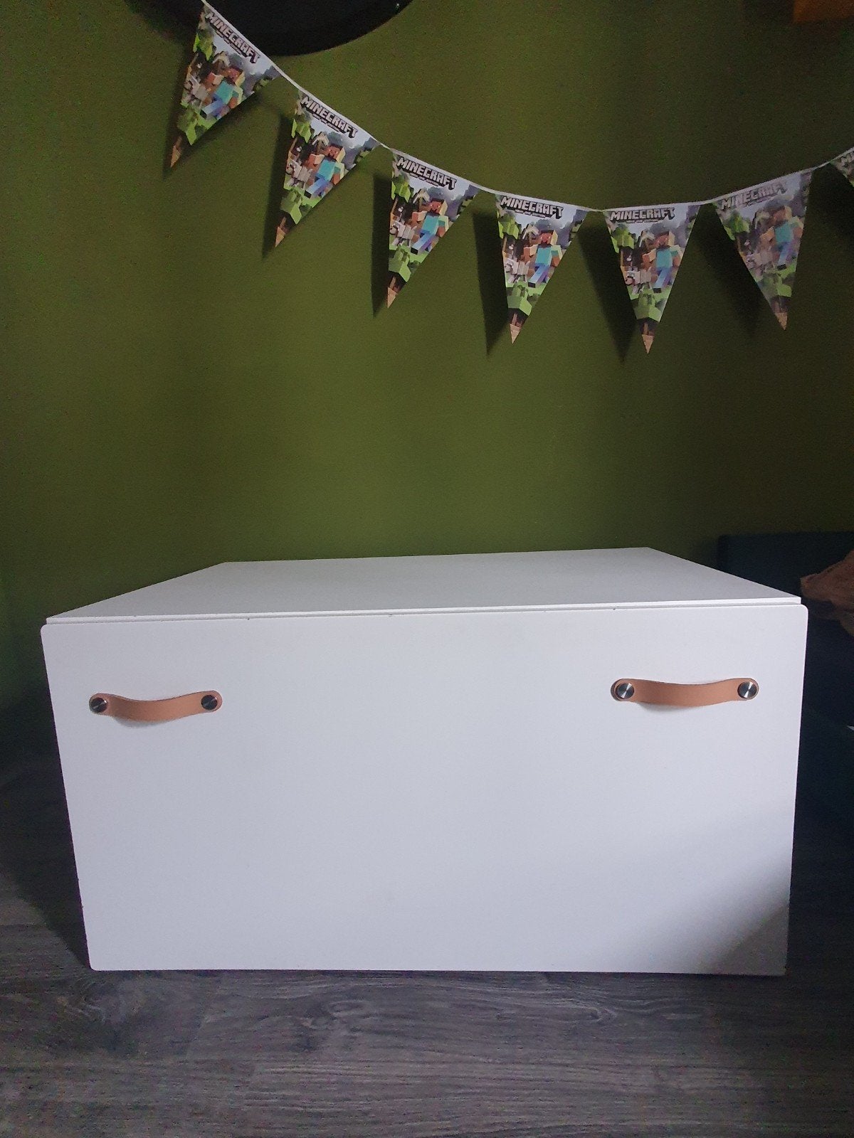 Witte opbergkist met leren handvatten ikea, Ophalen, Overige materialen, Gebruikt, 50 tot 100 cm