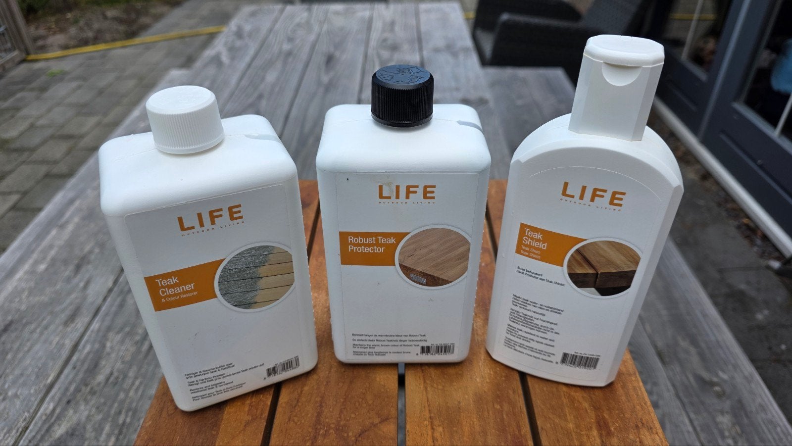 LIFE Teak Onderhoudsset: Cleaner, Protector & Shield, Tuin en Terras, Ophalen of Verzenden, Nieuw