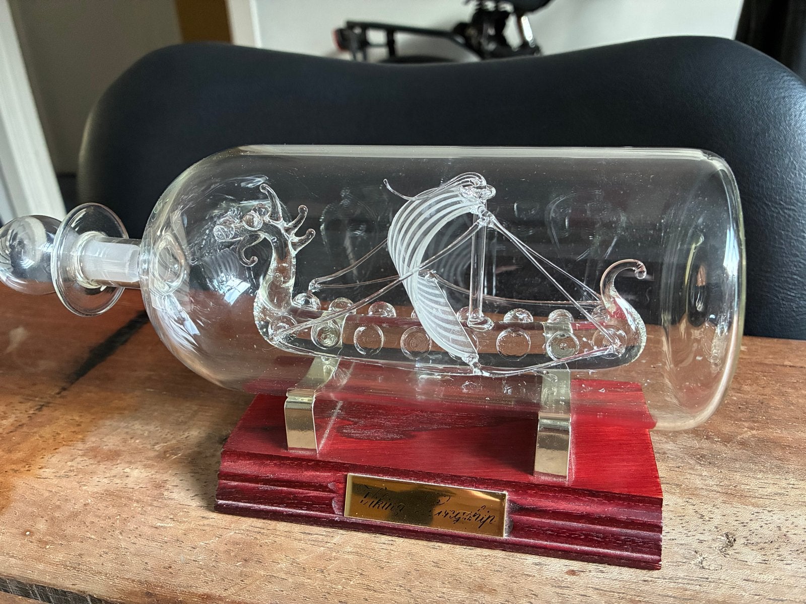Miniatuur Viking Longship in Fles - Decoratief Glaswerk, Antiek en Kunst, Ophalen of Verzenden