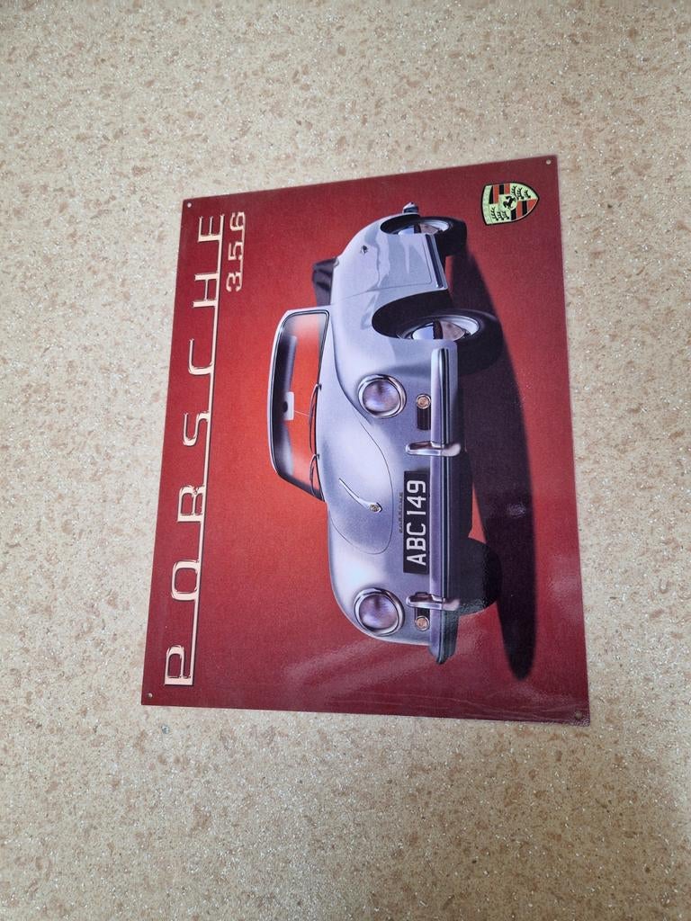 Porsche 356 metalen plaat - Vintage auto decoratie, Ophalen of Verzenden, Gebruikt, Auto's