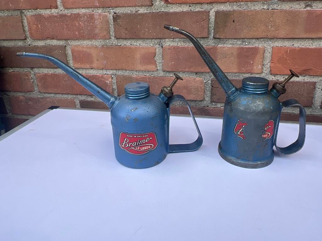 2x vintage oliekannen Braime of Leeds Engeland ca. 1940-1965, Ophalen of Verzenden
