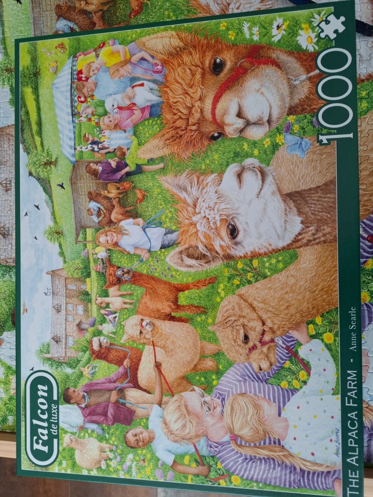 Falcon de luxe Alpaca Farm 1000 stukjes legpuzzel, Hobby en Vrije tijd, Denksport en Puzzels, Zo goed als nieuw, Legpuzzel, 500 t/m 1500 stukjes