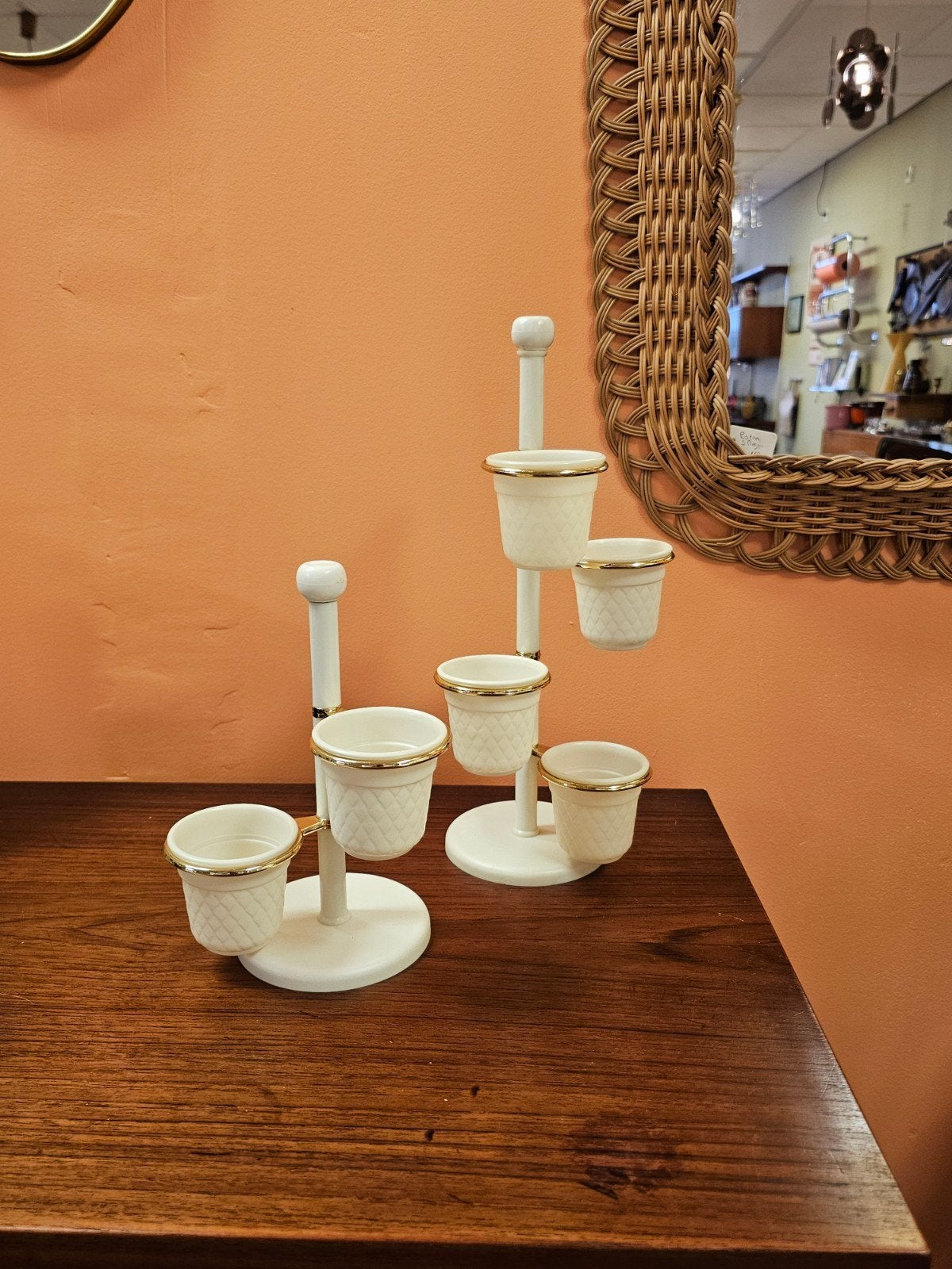 Vintage Kunststof Plantenrekjes / Plantenstandaard, Vintage, Gebruikt, Beige, Kunststof