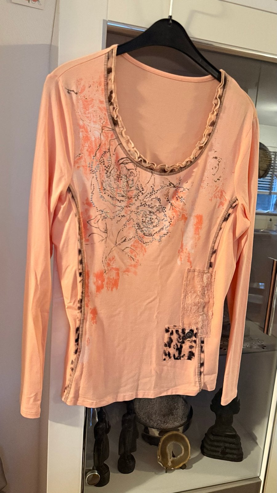 BIBA Roze Top met Lange Mouwen en Bloemenprint, Maat 38/40 (M), Ophalen of Verzenden, Zo goed als nieuw, Lange mouw