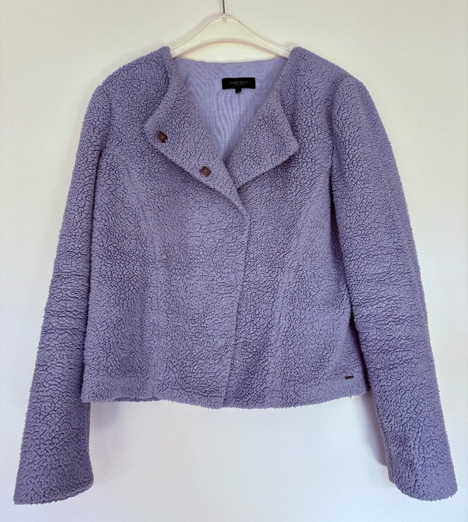 Claudia Sträter teddy jasje kleur lichtblauw mt. 42, Maat 42/44 (L), Gedragen, Verzenden, Blauw