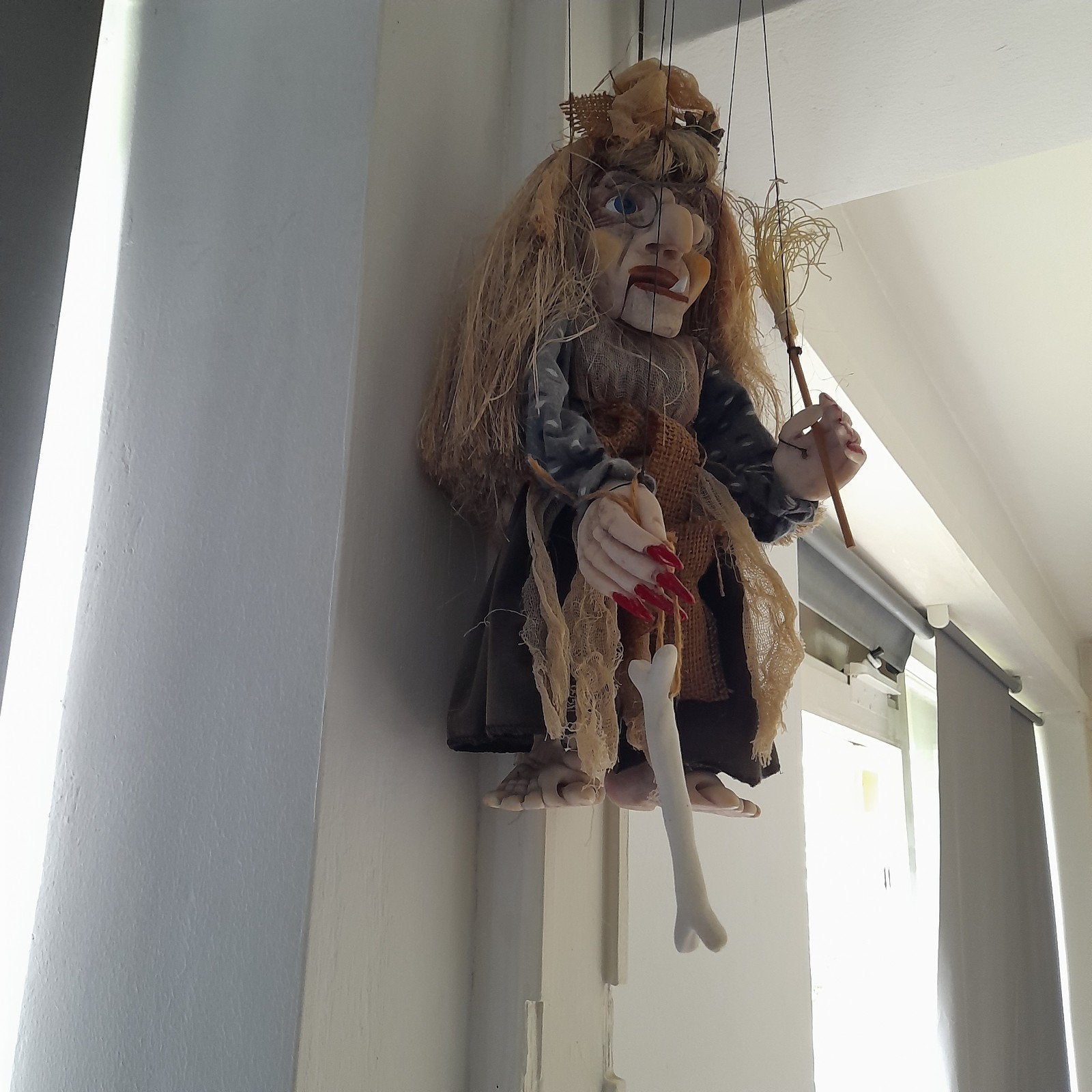 Vintage Heks Marionet Pop - Handgemaakt, Verzamelen, Poppetjes en Figuurtjes, Ophalen of Verzenden, Gebruikt
