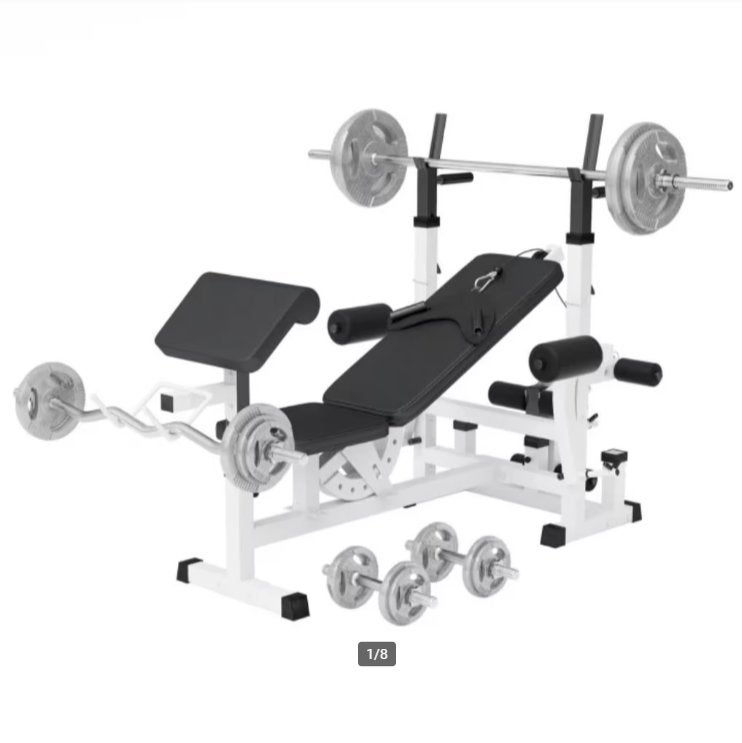 Gorilla Gietijzer Halterset 108KG compleet set incl lat pull, Sport en Fitness, Fitnessapparatuur, Ophalen, Benen, Gebruikt, Krachtstation