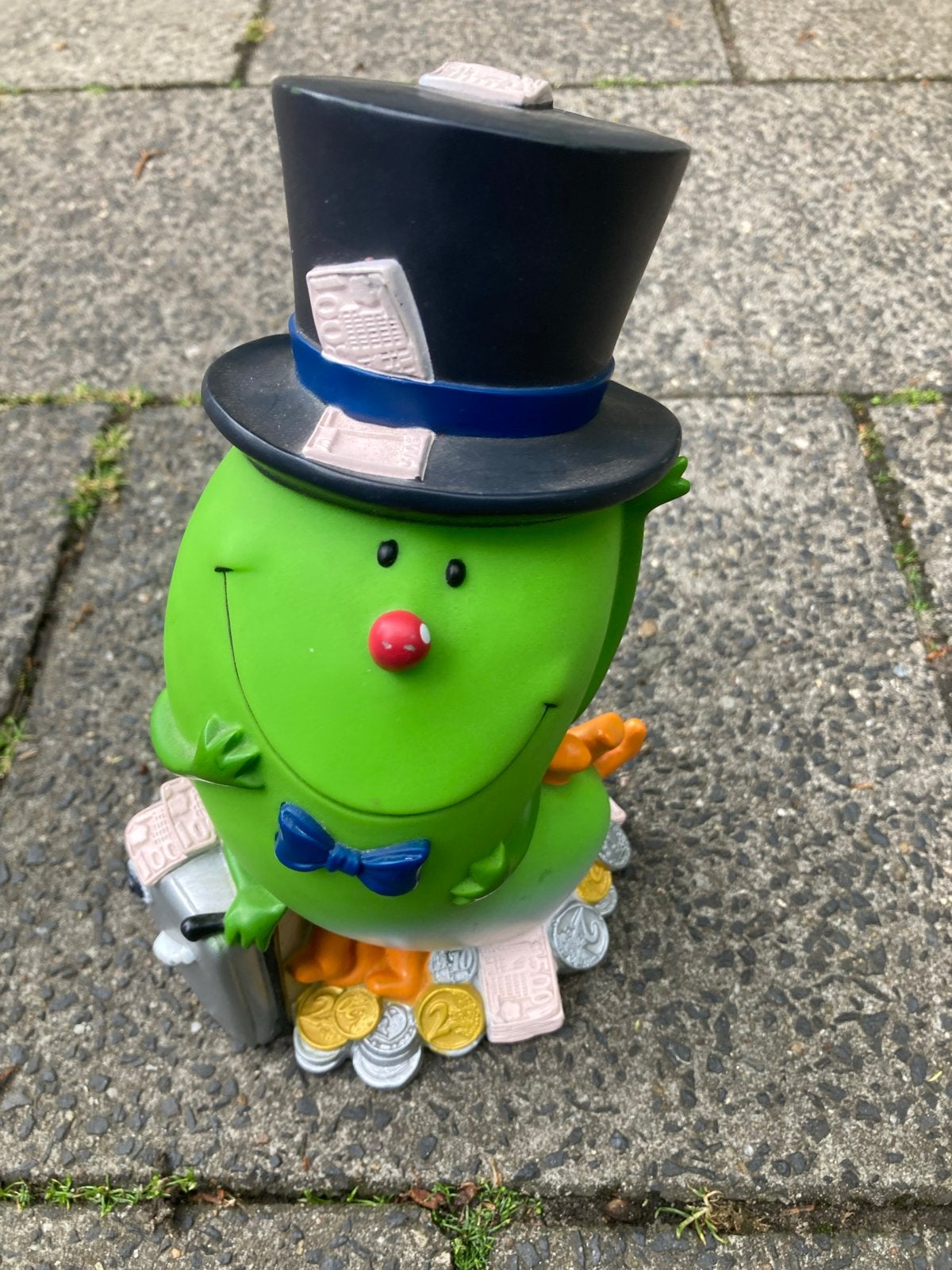 Rabobank spaarpot - Groene worm met hige hoed, Verzamelen, Ophalen of Verzenden, Zo goed als nieuw, Kunststof, Dier