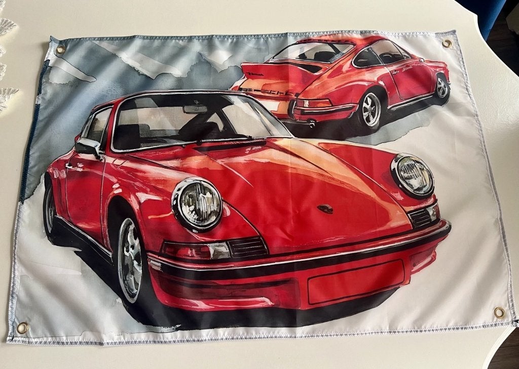 PORS BANNER 60X90 CM MET BEV, OGEN PRACHTIGE RODE KLEUR, Ophalen of Verzenden, Nieuw