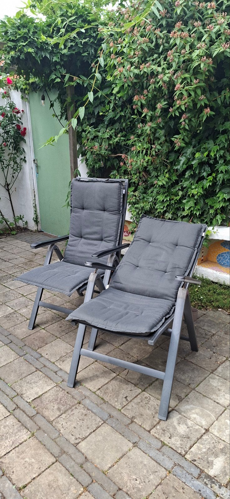 Keurige inklapbare stoelen incl kussens, Ophalen, Gebruikt, Kunststof, Verstelbaar