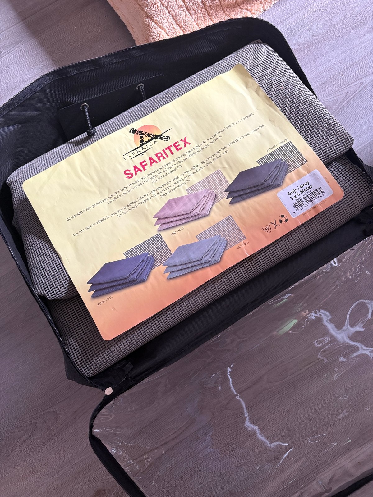 Safaritex tapijt voor voortent - Grijs 3x5 meter, Ophalen of Verzenden, Gebruikt