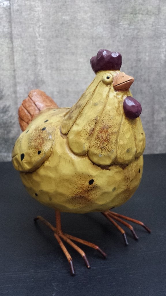 Vintage SPAARPOT Leghen <> Gele KIP met Bolle Buik, Ophalen of Verzenden, Gebruikt, Steen, Aardewerk of Keramiek, Dier
