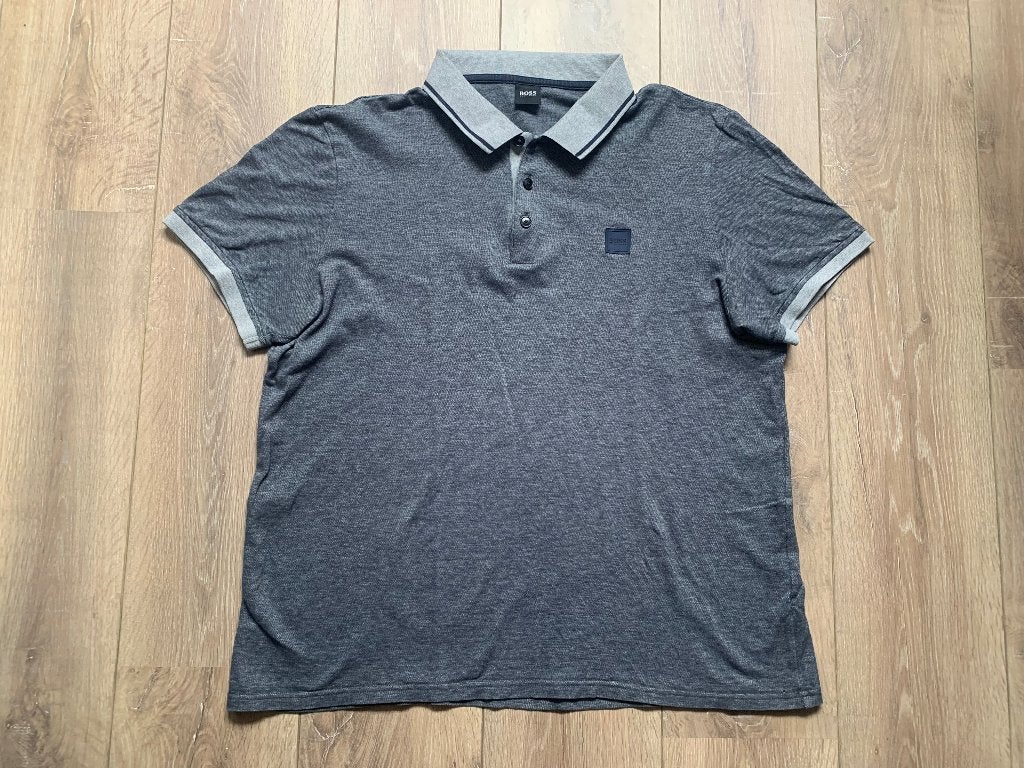Boss polo korte mouw grijs XXL = 56 / 58, BOSS, Verzenden, Maat 56/58 (XL), Zo goed als nieuw
